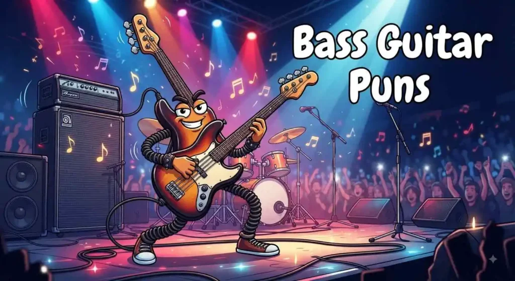 Funny bass guitar performer