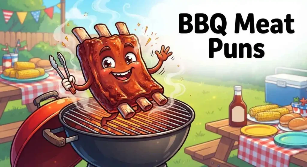 Funny meat at BBQ grill