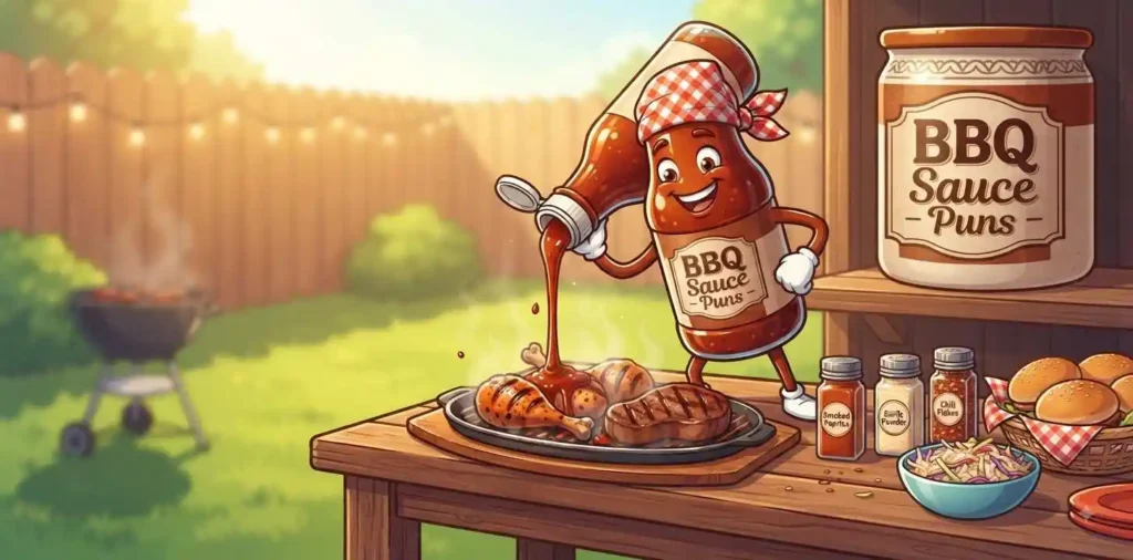 BBQ sauce bottle with grill theme