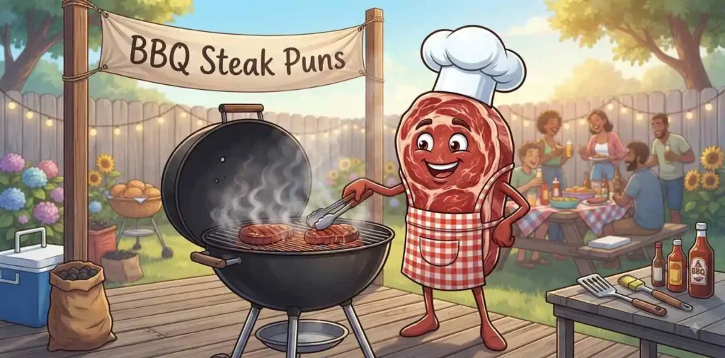 Steak grilling at BBQ
