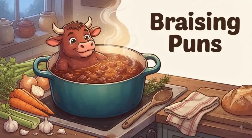 Funny beef braising in Dutch oven