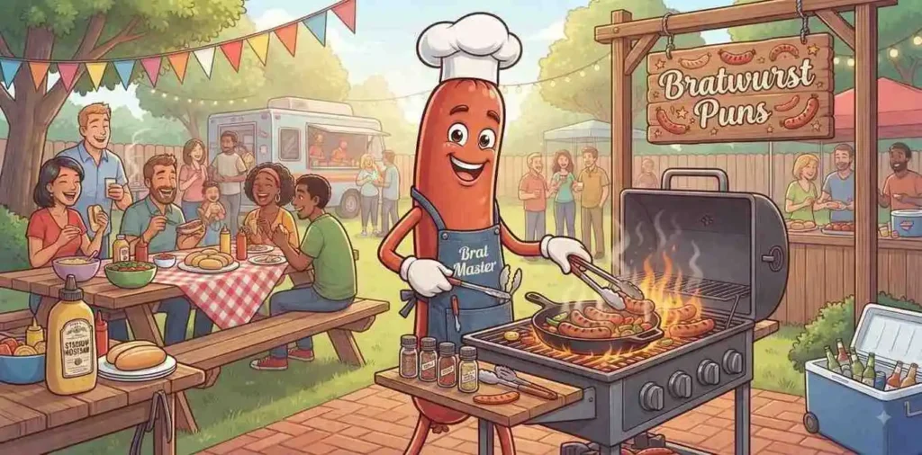 Bratwurst grilling scene