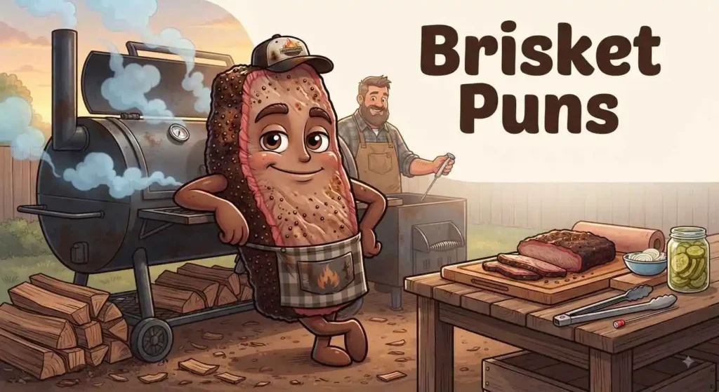 Funny brisket at BBQ smoker