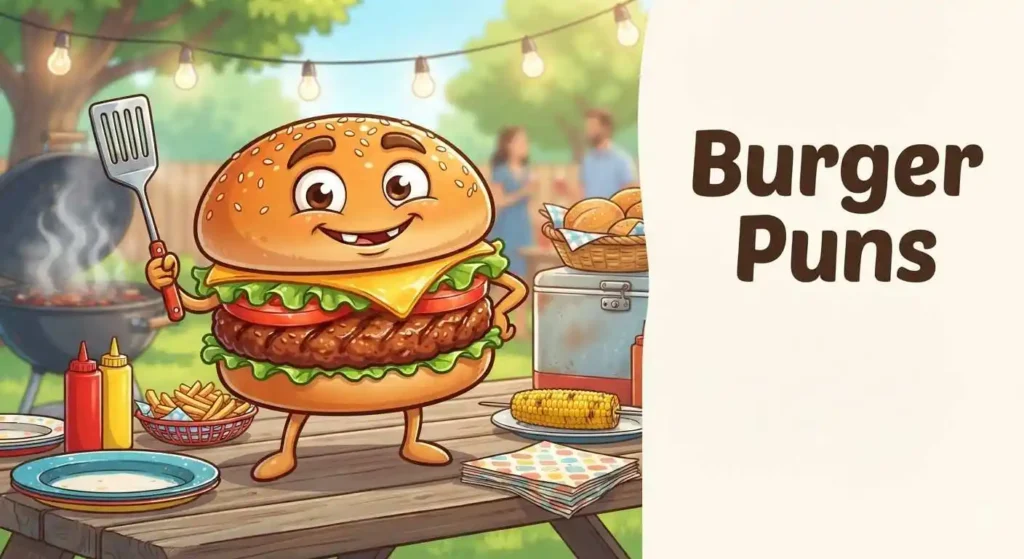 Funny burger at barbecue