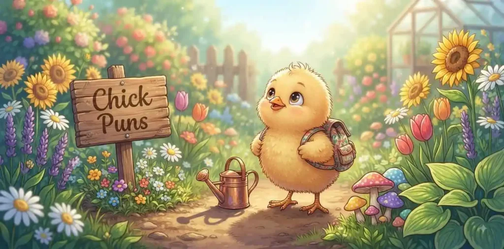 Cute baby chick with funny pun theme