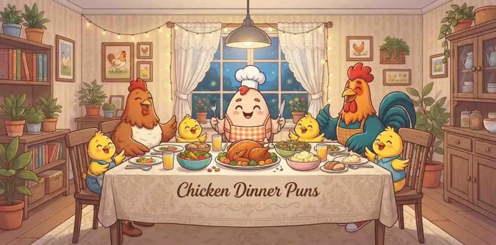 Chicken dinner family scene