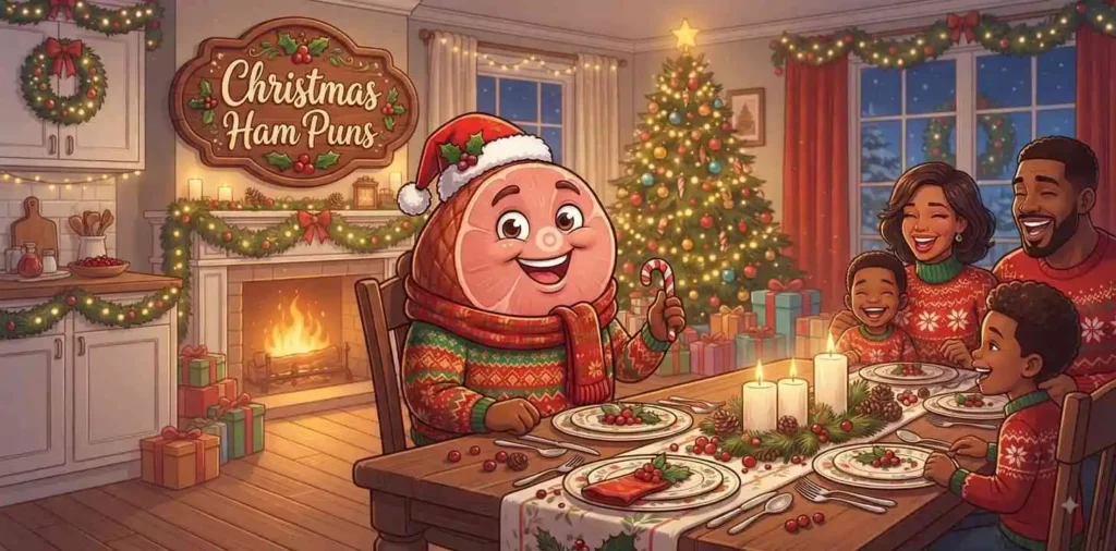 Christmas ham dinner scene