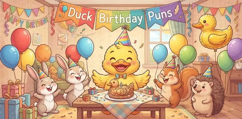 Duck celebrating birthday party