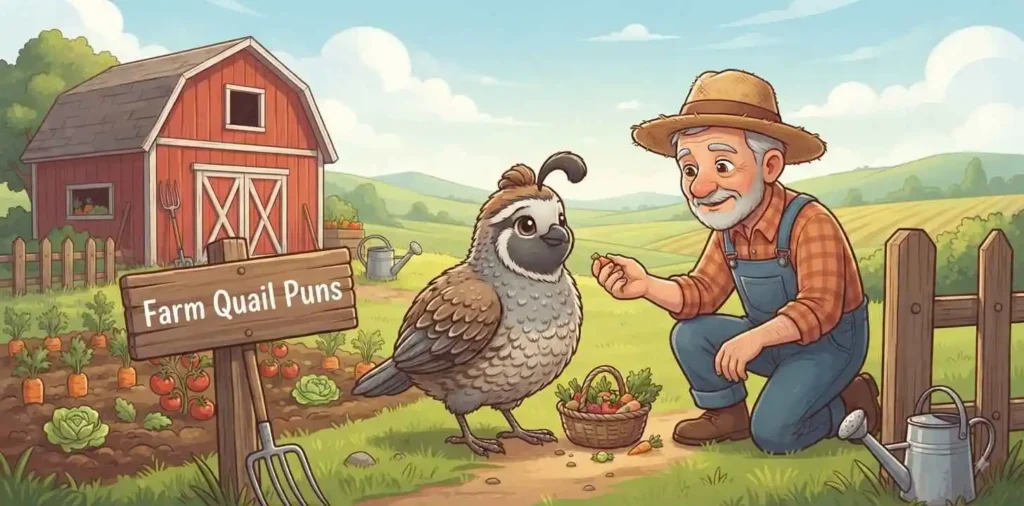 Cute quail exploring nature