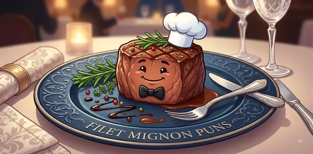 Funny filet mignon steak
