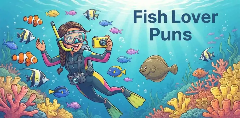 Cute fish lover underwater