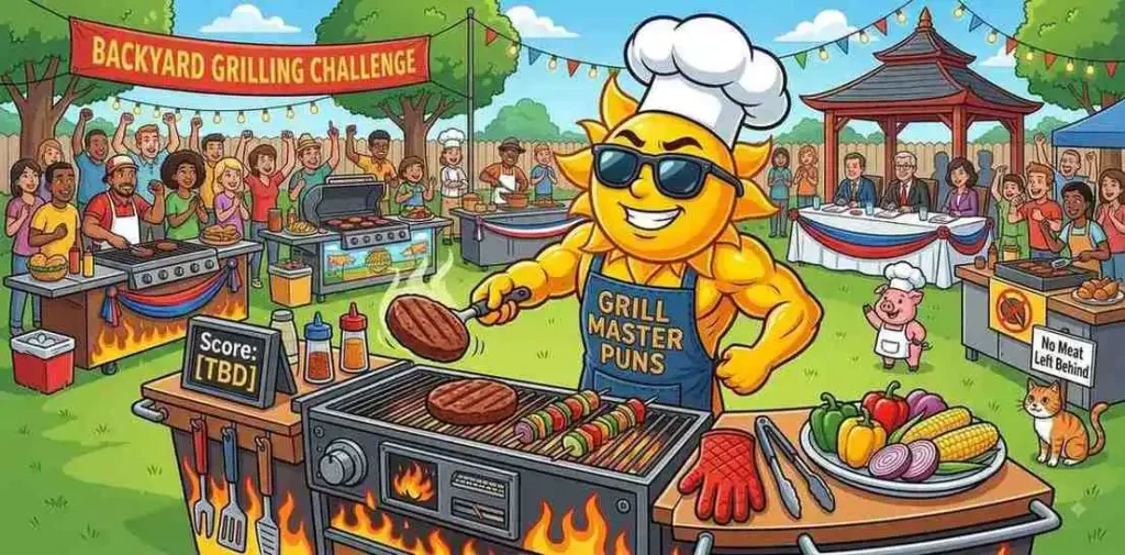 Funny grill master cooking