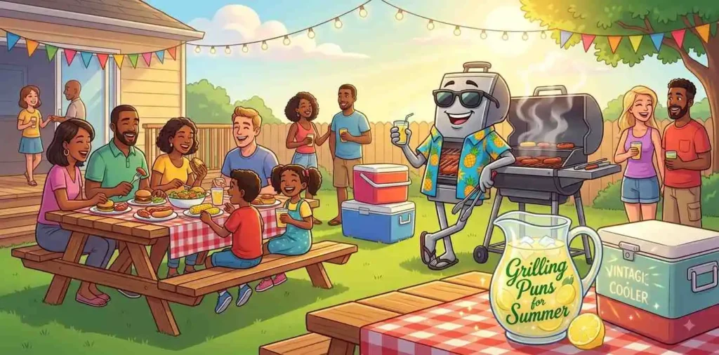 Summer grilling party scene