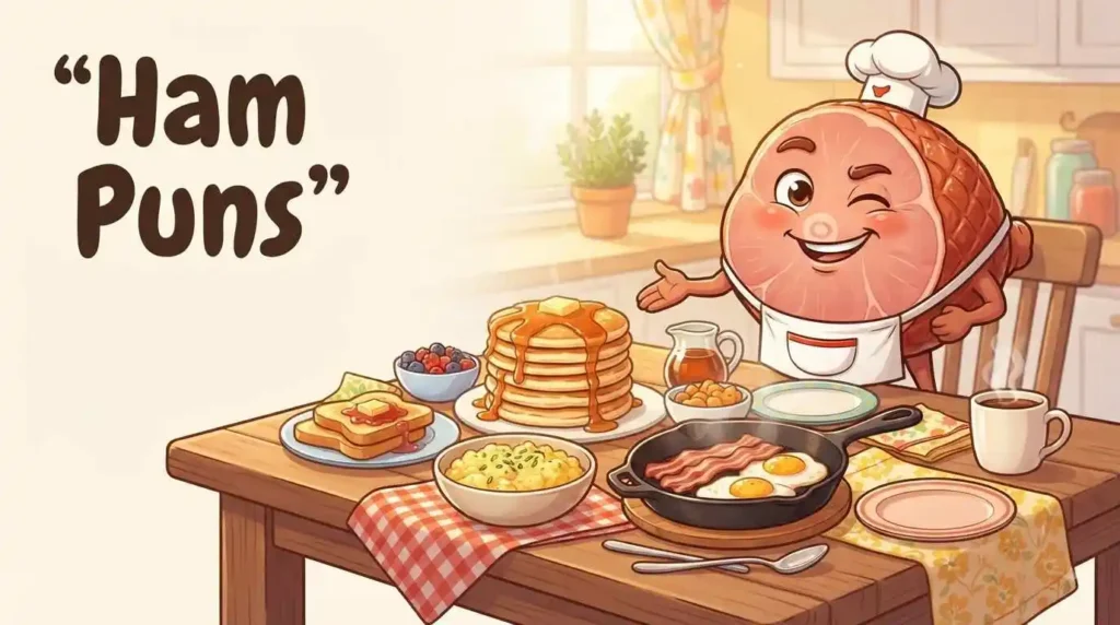 Funny ham at breakfast
