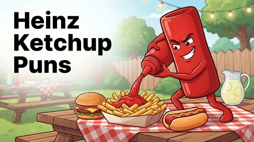 Funny ketchup bottle serving fries