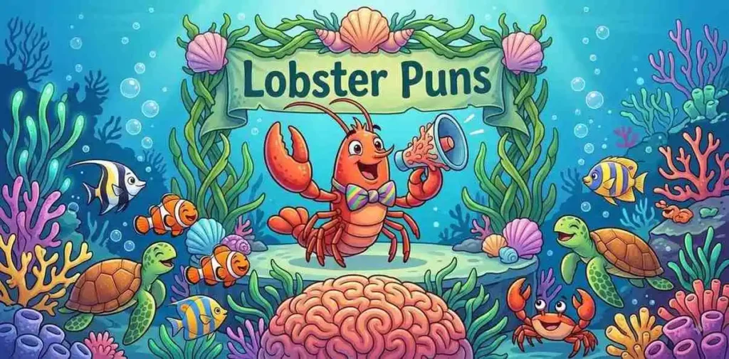 Cute lobster making funny puns