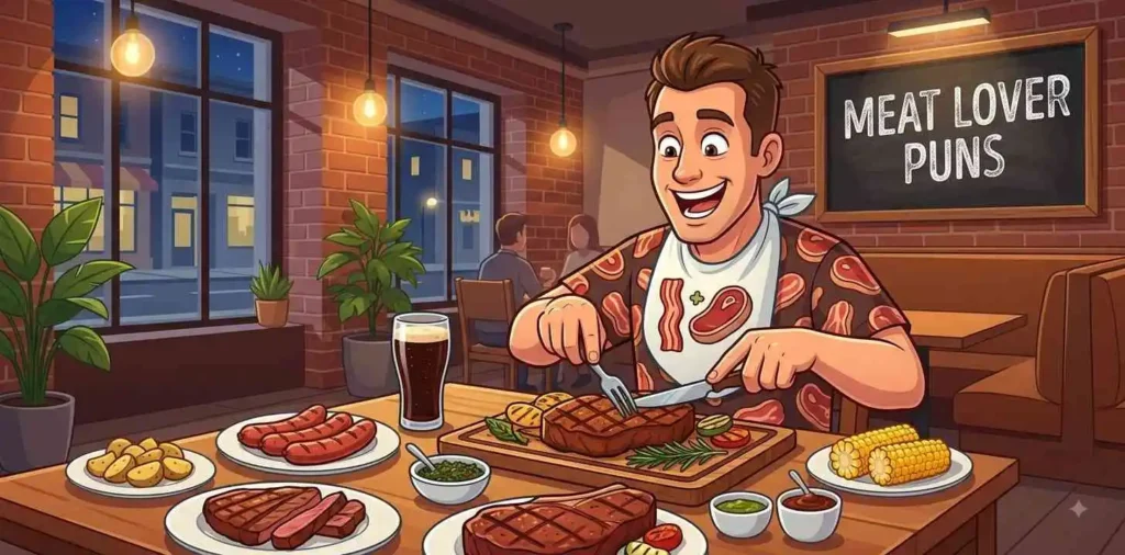 Meat lover enjoying dinner
