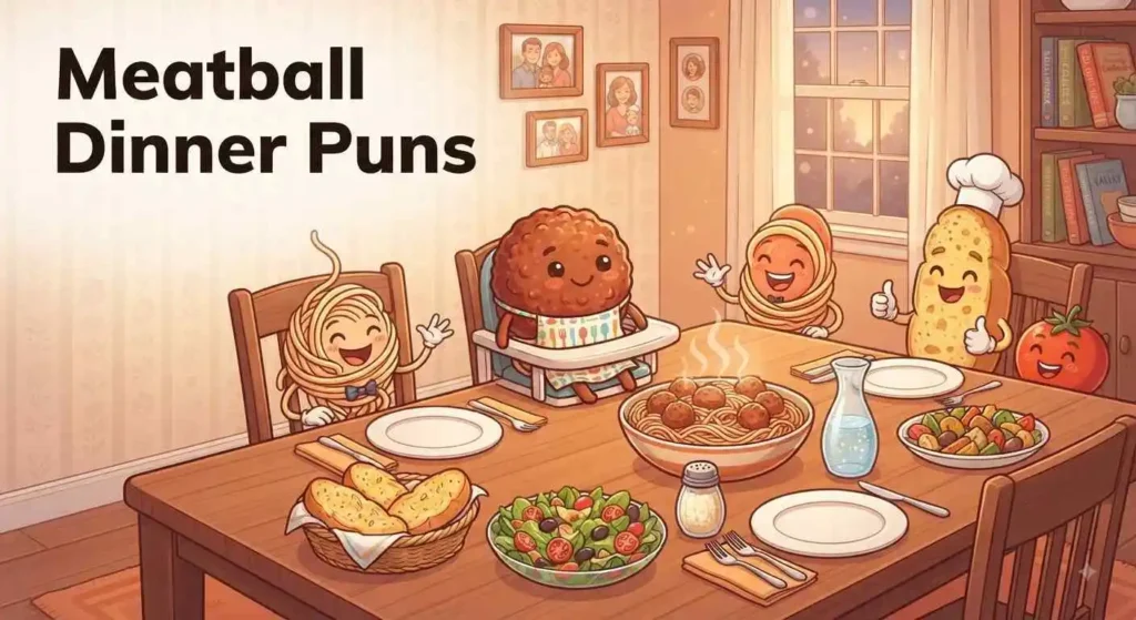Funny meatball family dinner