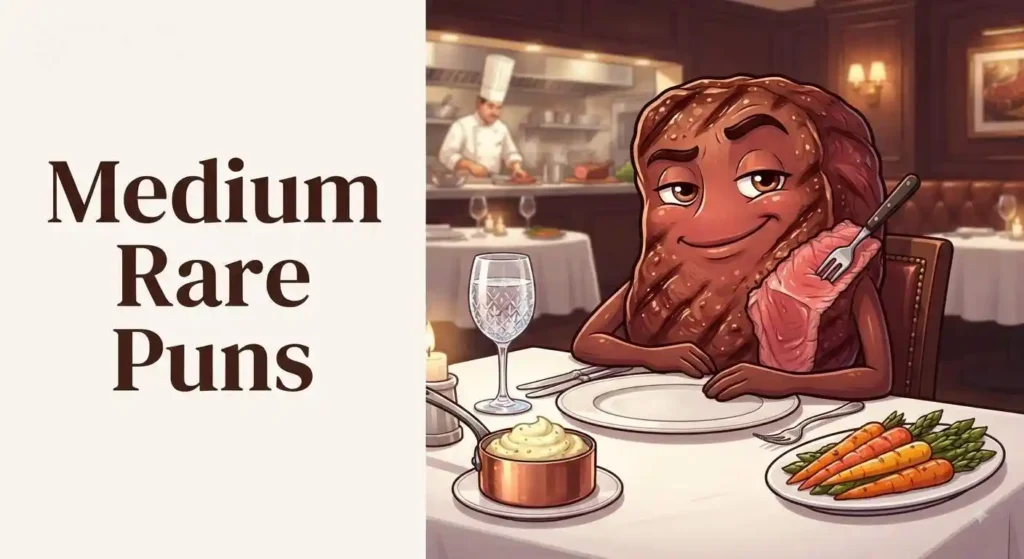 Funny medium rare steak