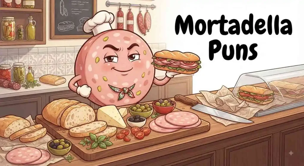 Funny mortadella deli character