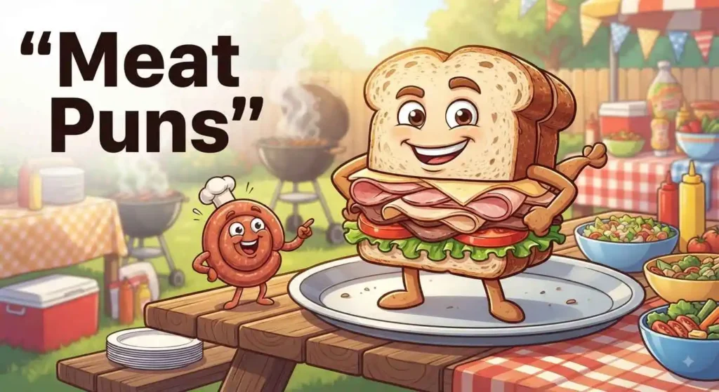 Funny meat sandwich character