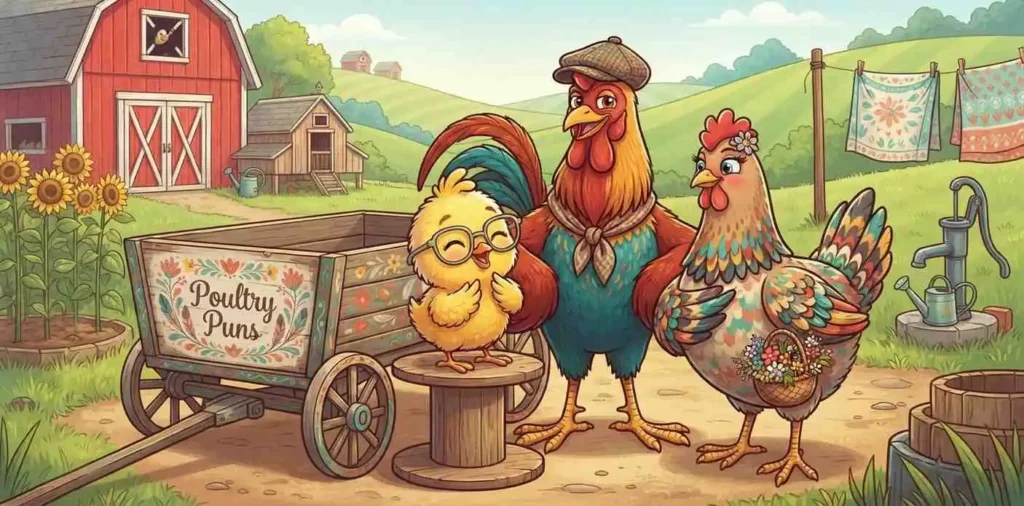 Funny chicken poultry scene
