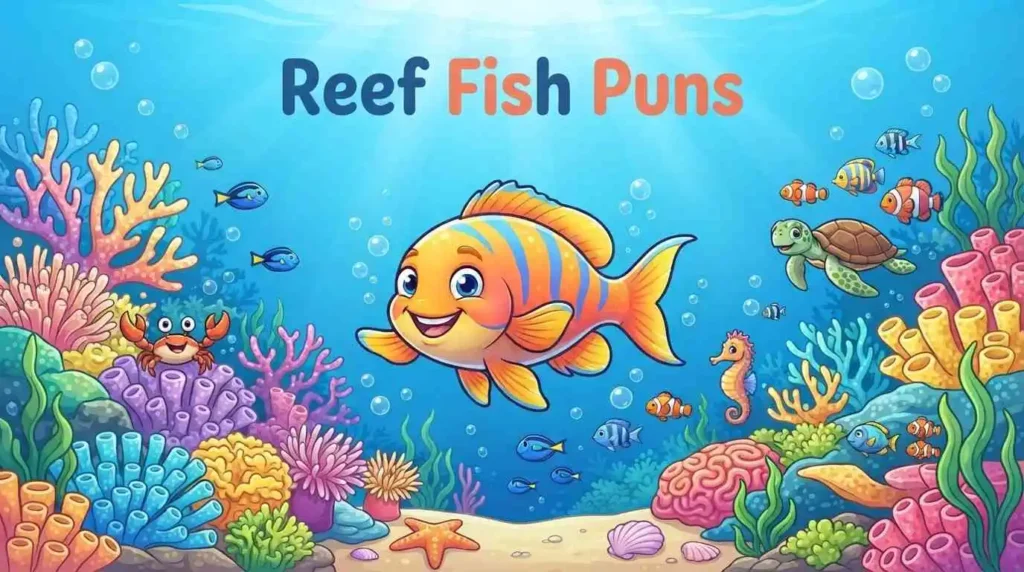 Cute colorful reef fish swimming among coral