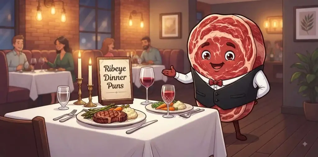 Ribeye dinner table scene