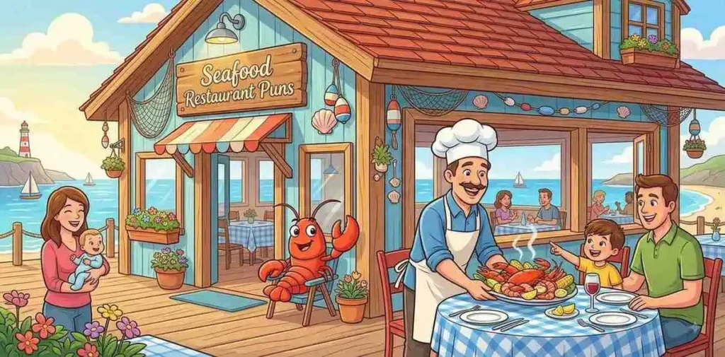 Seafood restaurant with funny theme