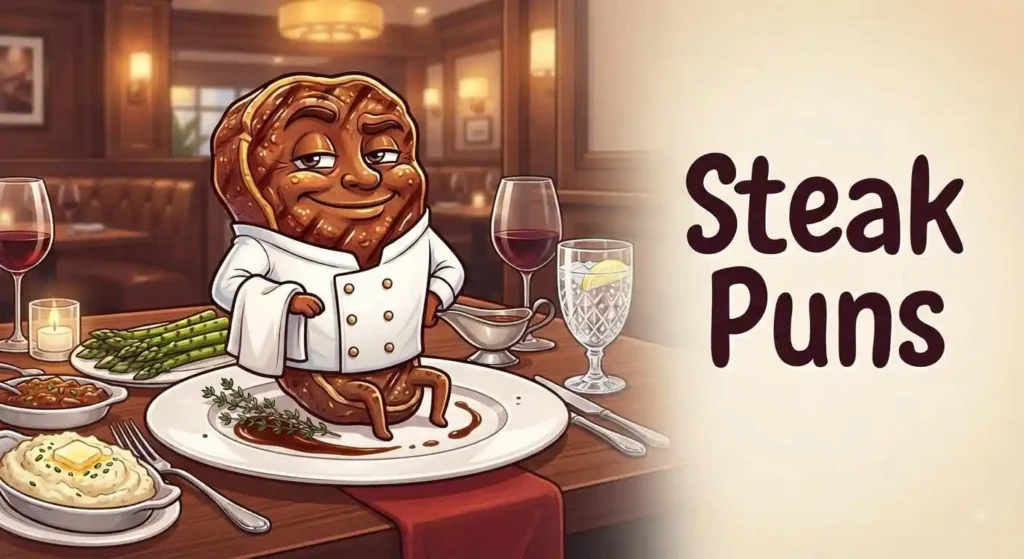 Funny steak at restaurant