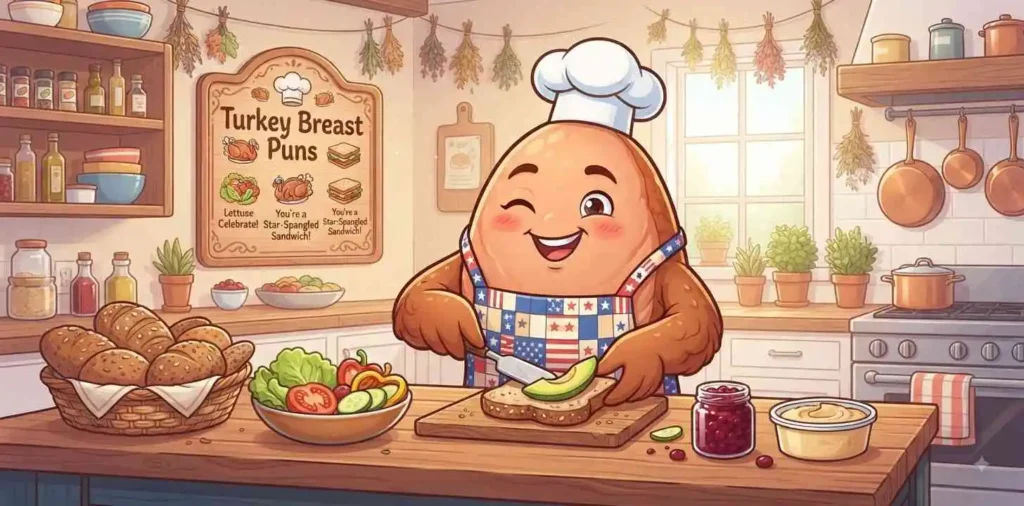 Funny turkey breast character smiling
