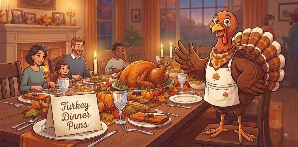 Turkey dinner with festive table