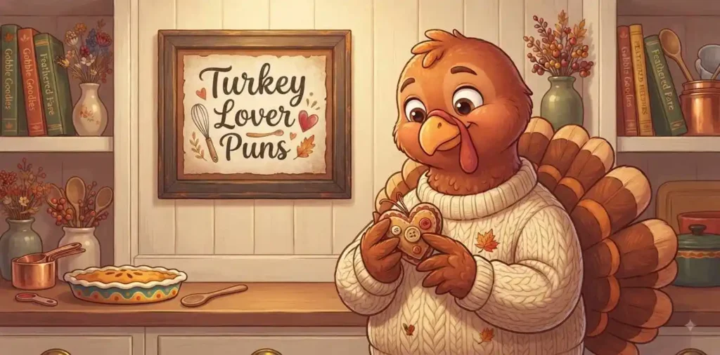 Cute turkey character with heart theme