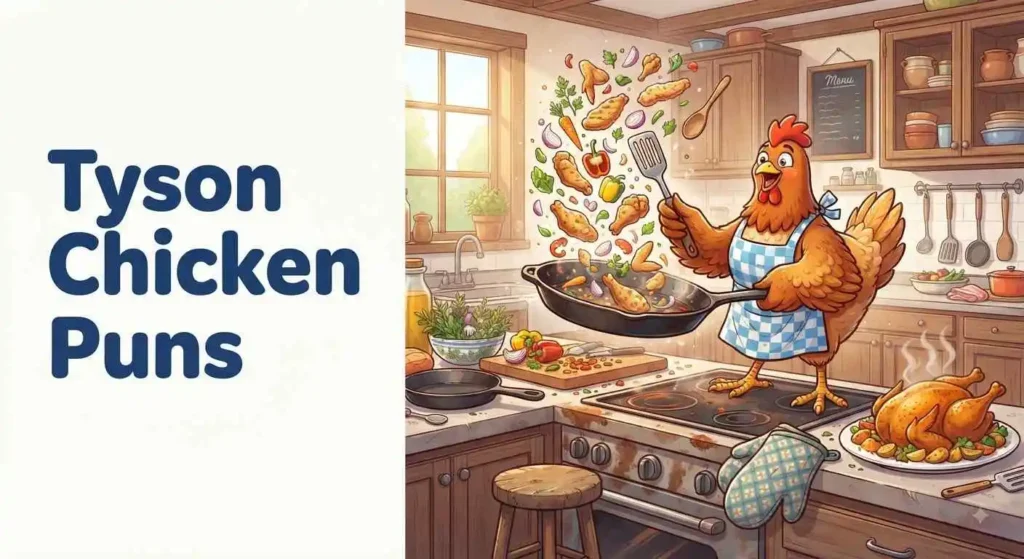 Funny chicken cooking dinner