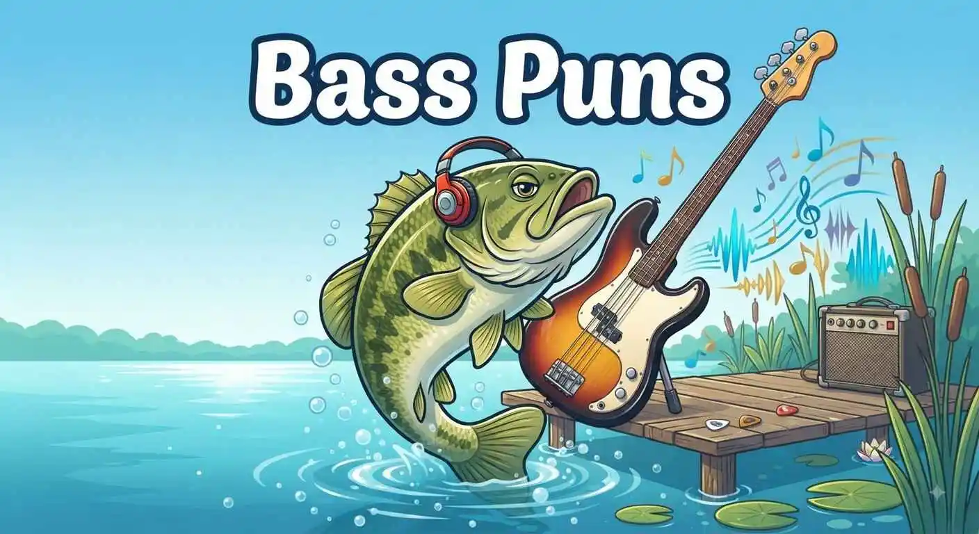 Funny bass fish and guitar