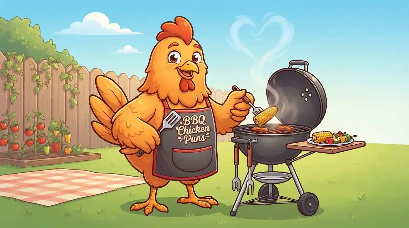 Funny BBQ chicken mascot