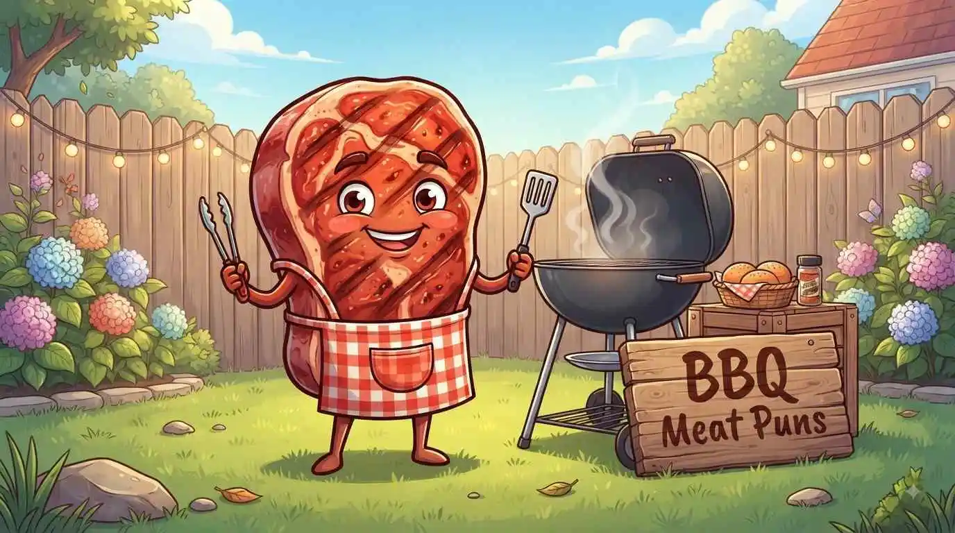 Funny BBQ grill with meat theme