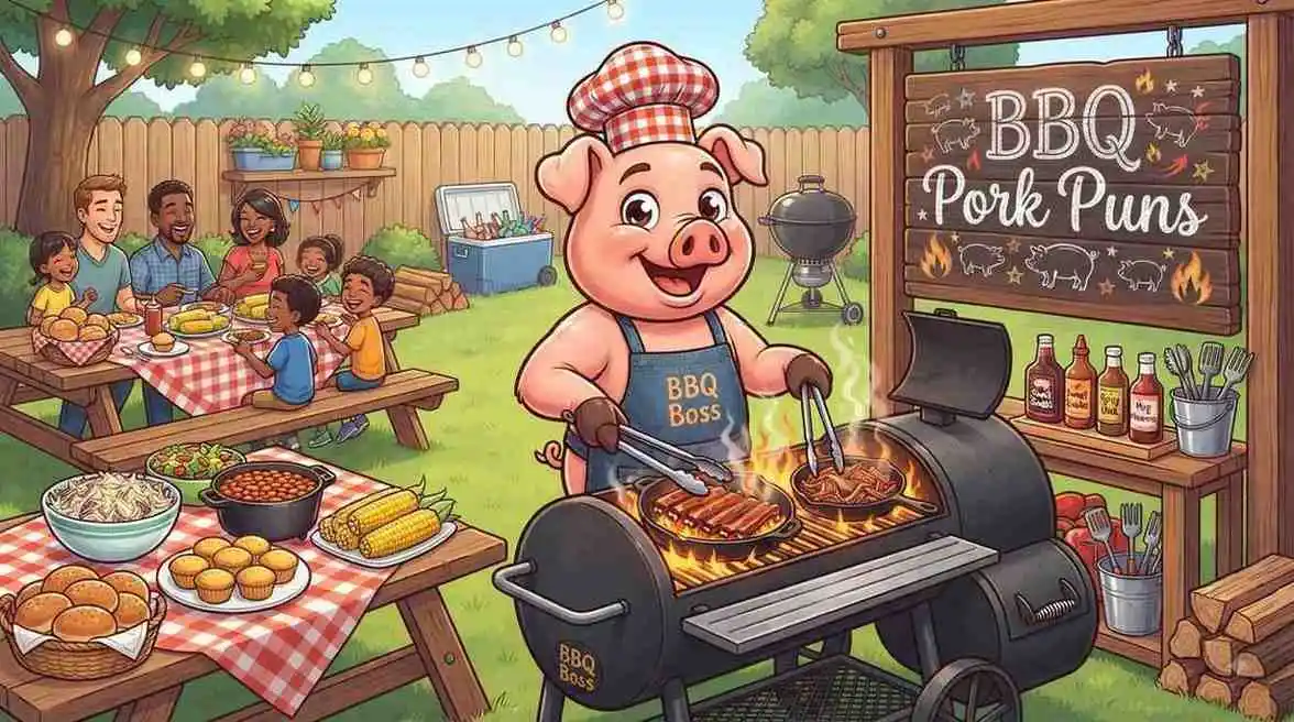 Funny BBQ pork character