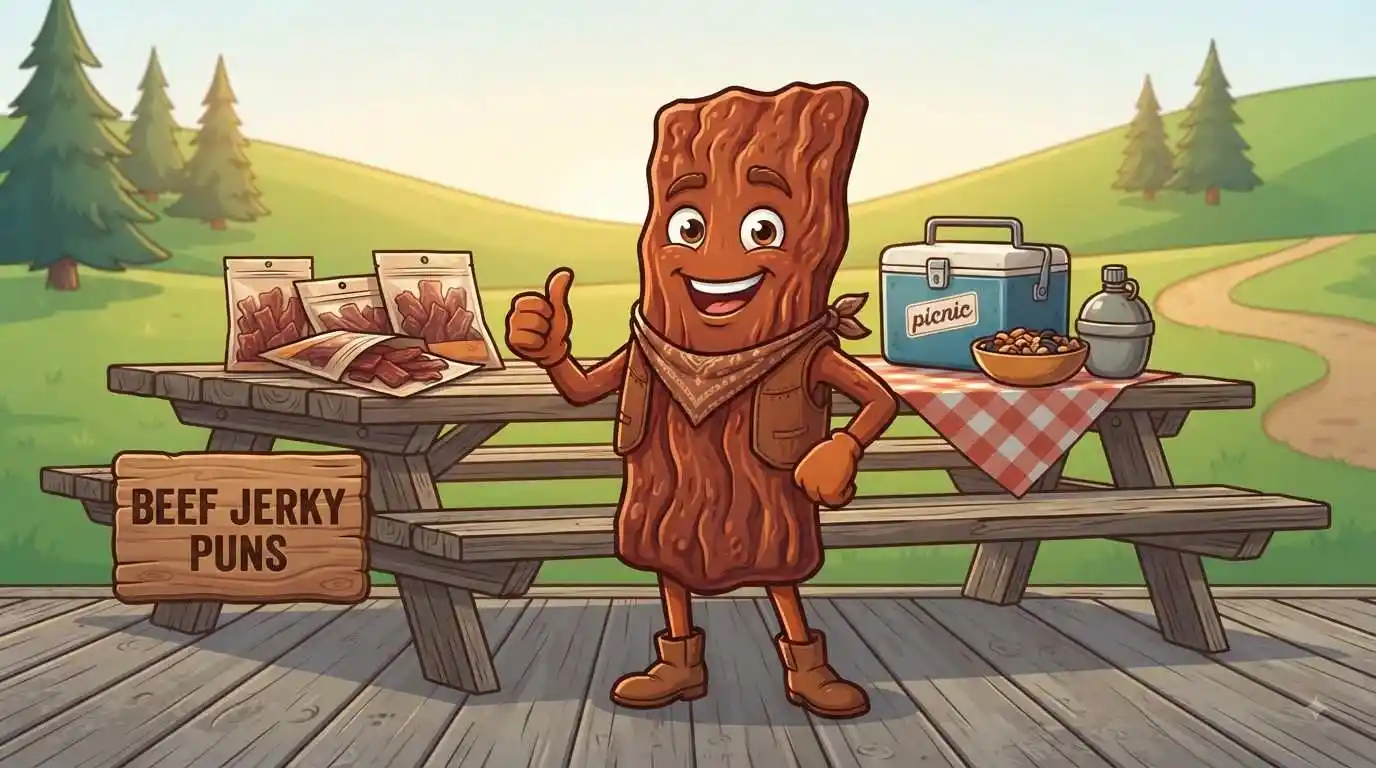 Funny beef jerky character