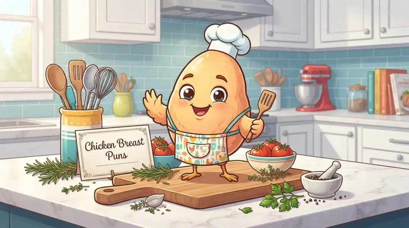 Cute chicken breast pun character