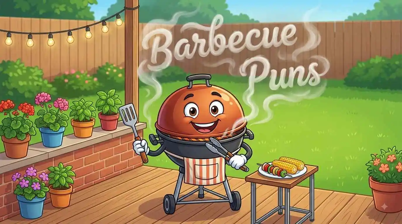 Funny barbecue grill scene