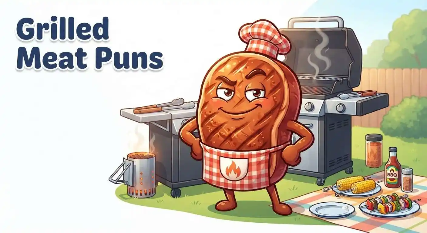 Funny grilled meat mascot