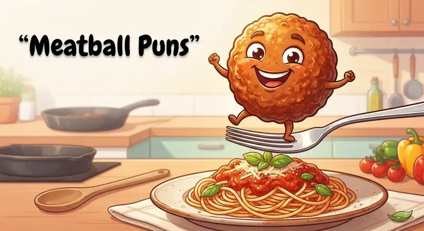 Funny meatball character smiling