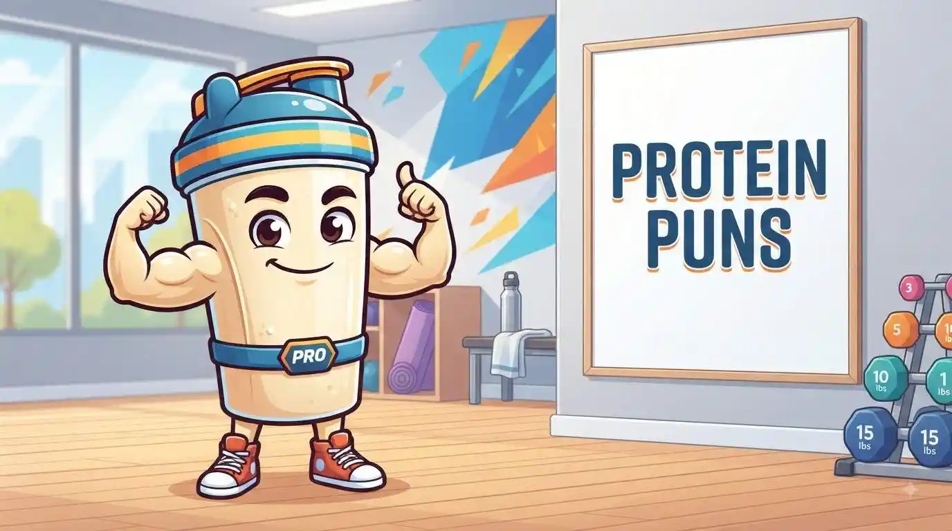 Funny protein fitness mascot