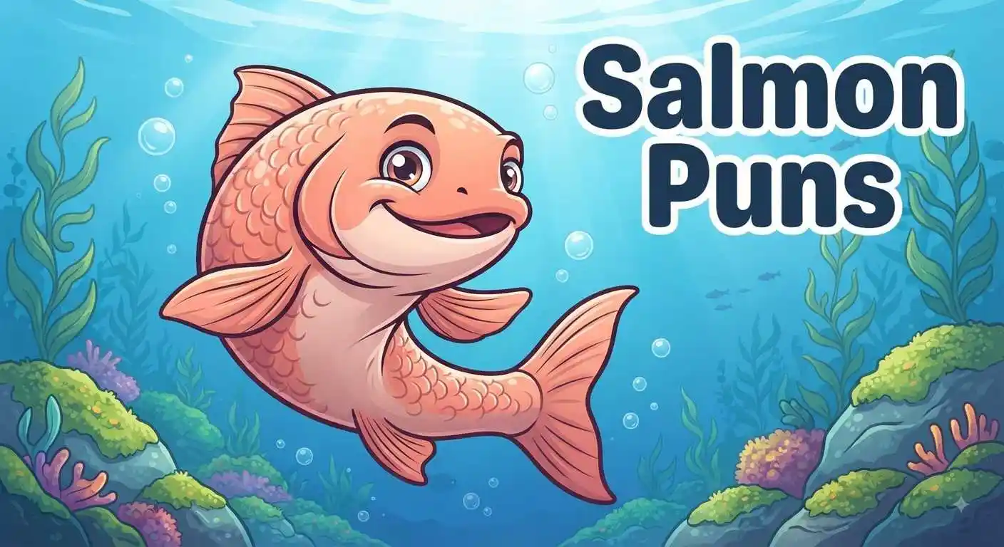 Funny salmon swimming cheerfully