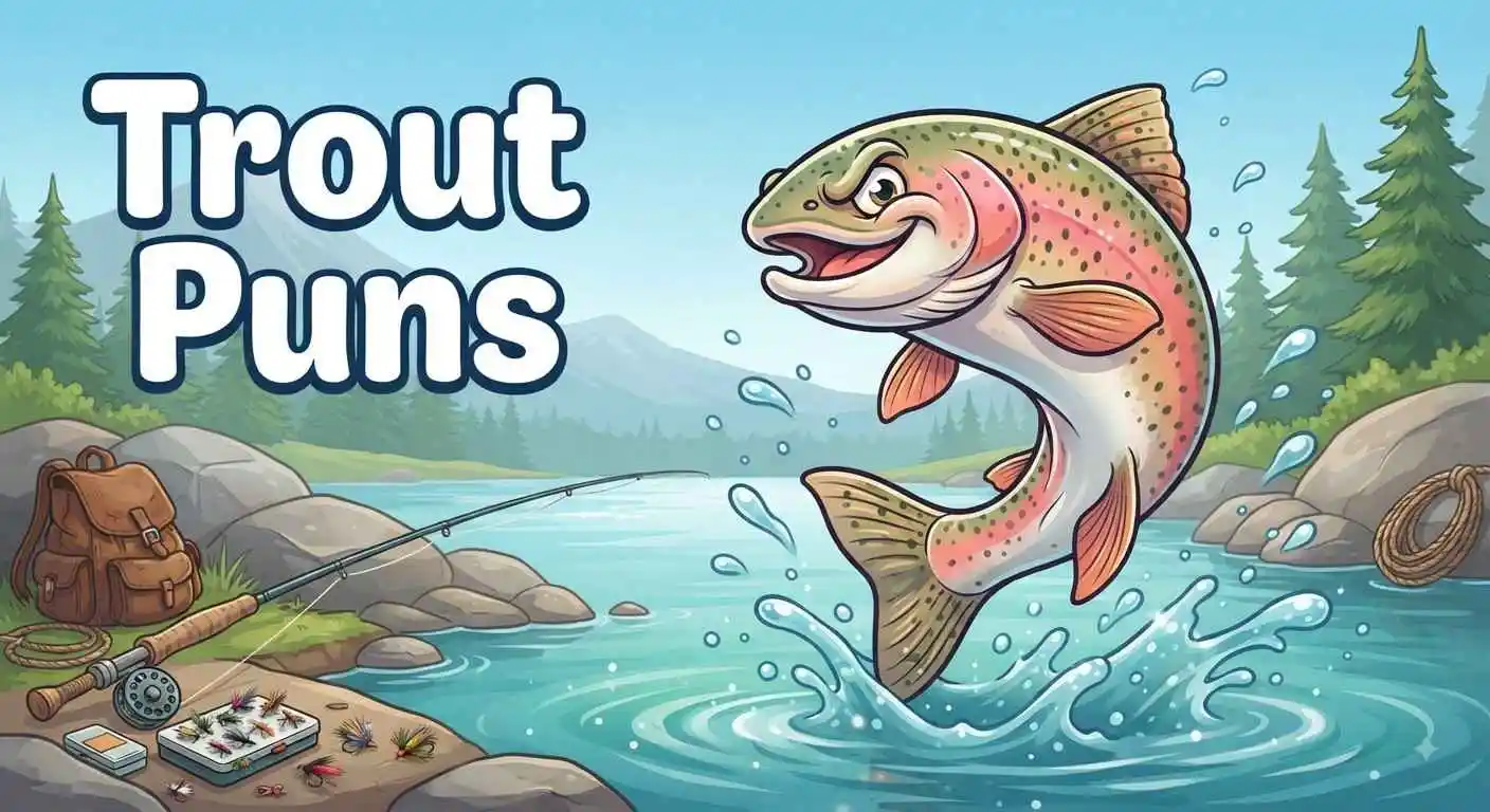 Funny trout jumping from river